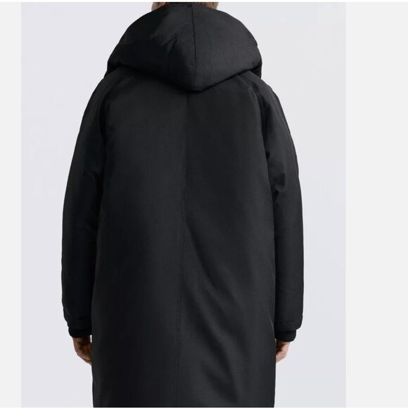 MEN Zara Charcoal Grey Black Quilted Parka With Detachable Hood Coat Size L NWT - Picture 7 of 13